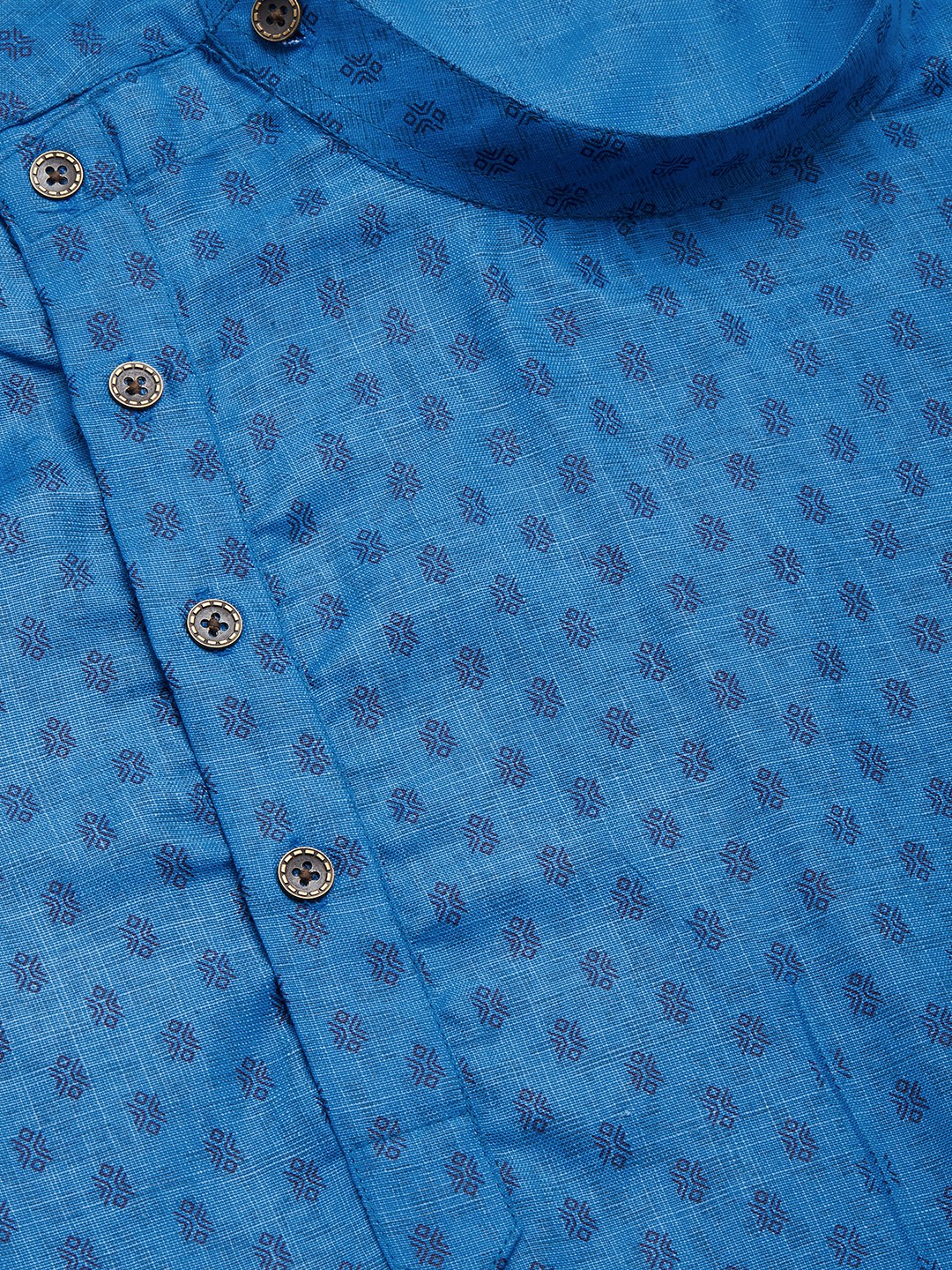 Jompers Men's Blue Cotton printed kurta Pyjama Set