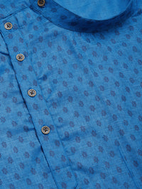 Thumbnail for Jompers Men's Blue Cotton printed kurta Only