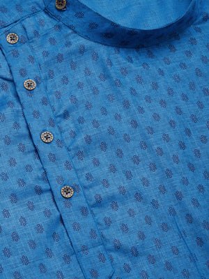 Jompers Men's Blue Cotton printed kurta Only