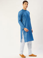 Thumbnail for Jompers Men's Blue Cotton printed kurta Only