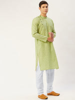 Thumbnail for Jompers Men's Green Cotton printed kurta Only