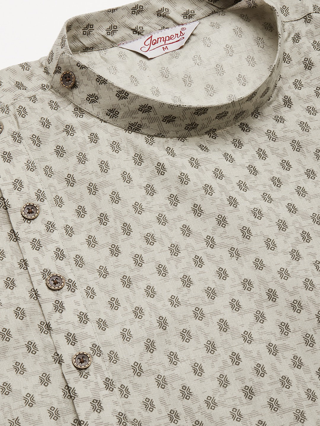 Jompers Men's Grey Cotton printed kurta Only