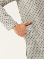 Thumbnail for Jompers Men's Grey Cotton printed kurta Only