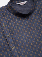 Thumbnail for Jompers Men's Navy Cotton printed kurta Only