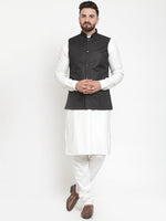 Thumbnail for Jompers Men's Solid Kurta Pajama with Solid Waistcoat