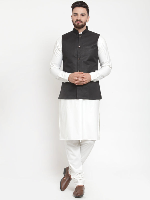 Jompers Men's Solid Kurta Pajama with Solid Waistcoat