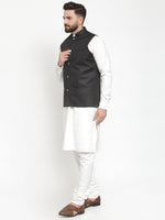 Thumbnail for Jompers Men's Solid Kurta Pajama with Solid Waistcoat