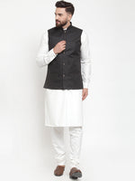 Thumbnail for Jompers Men's Solid Kurta Pajama with Solid Waistcoat