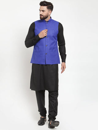 Jompers Men's Solid Kurta Pajama with Solid Waistcoat (Royal) - Distacart