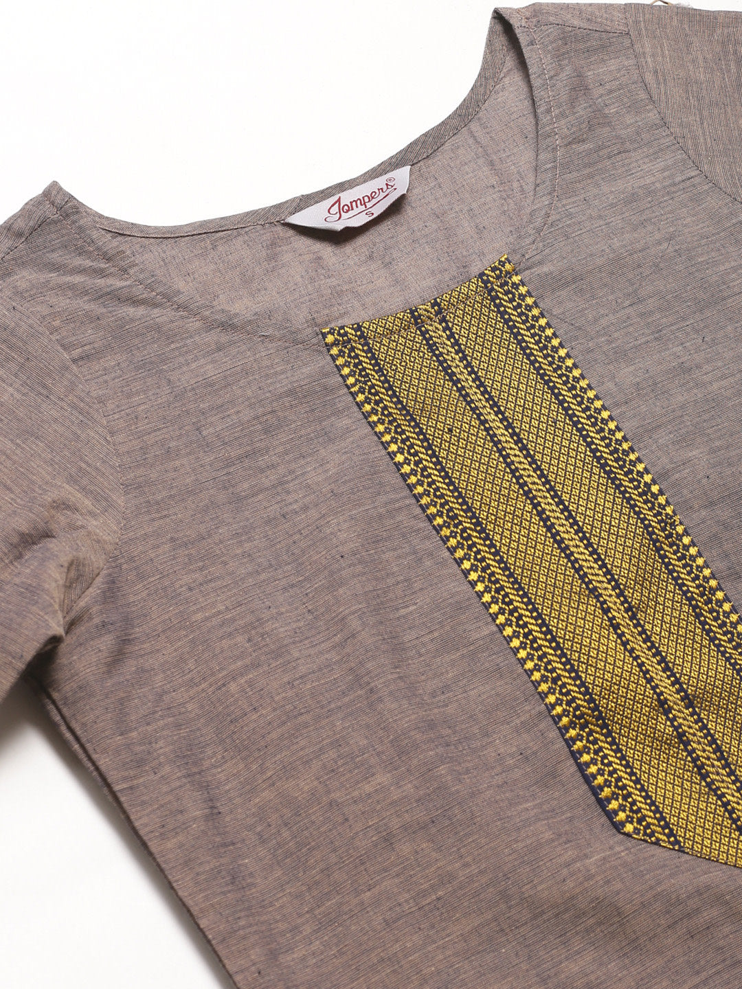 Jompers Women Grey Yoke Design Kurta with Trousers - Distacart