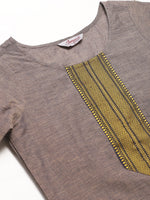 Thumbnail for Jompers Women Grey Yoke Design Kurta with Trousers - Distacart