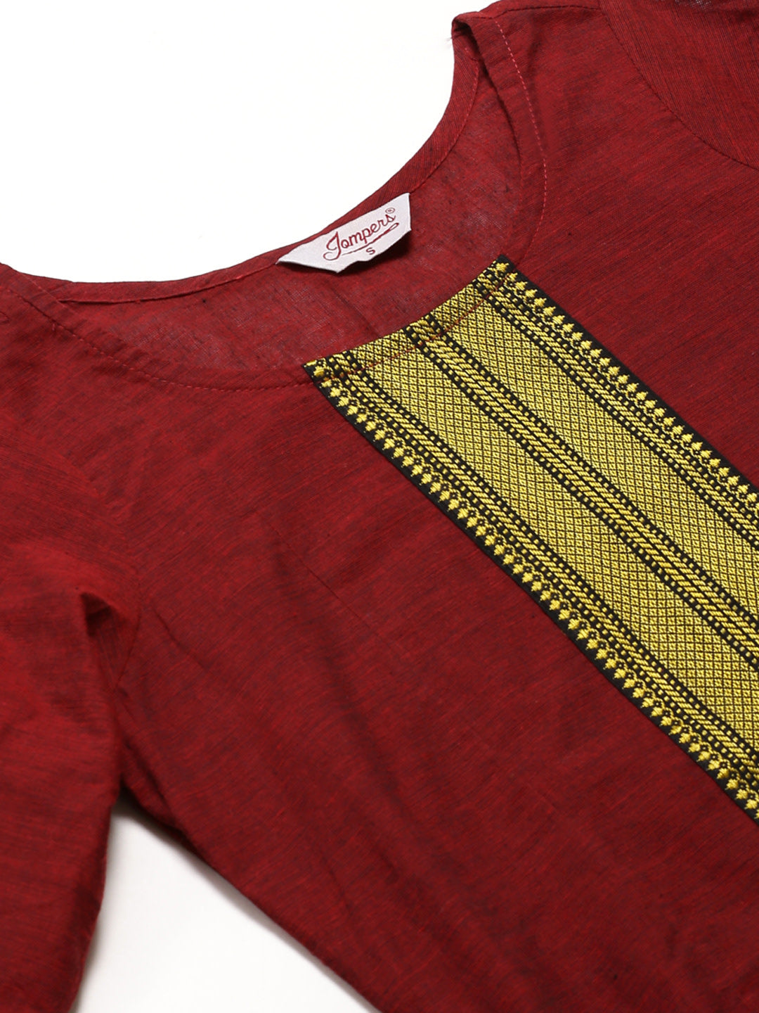 Jompers Women Maroon Yoke Design Kurta with Trousers - Distacart