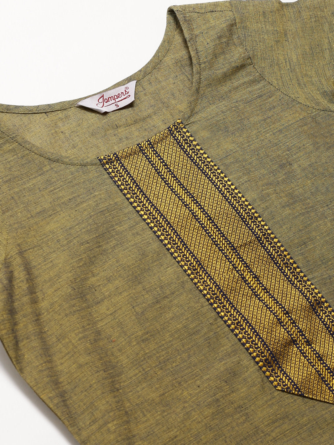 Jompers Women Mustard Yoke Design Kurta with Trousers - Distacart