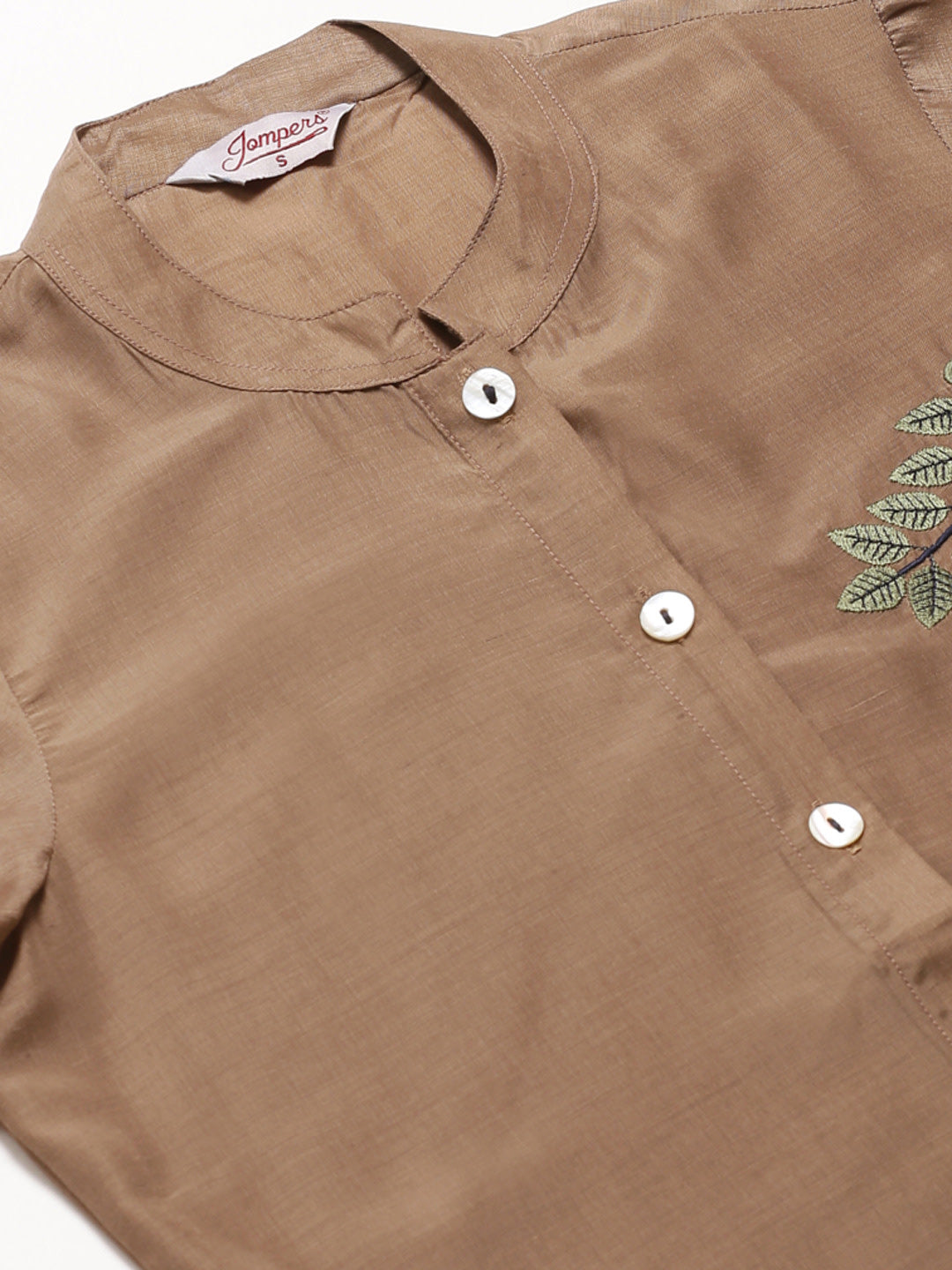 Jompers Women Brown Embroidered Solid Kurta with Trousers - Distacart