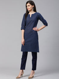 Thumbnail for Jompers Women Blue Printed Kurta with Trousers - Distacart