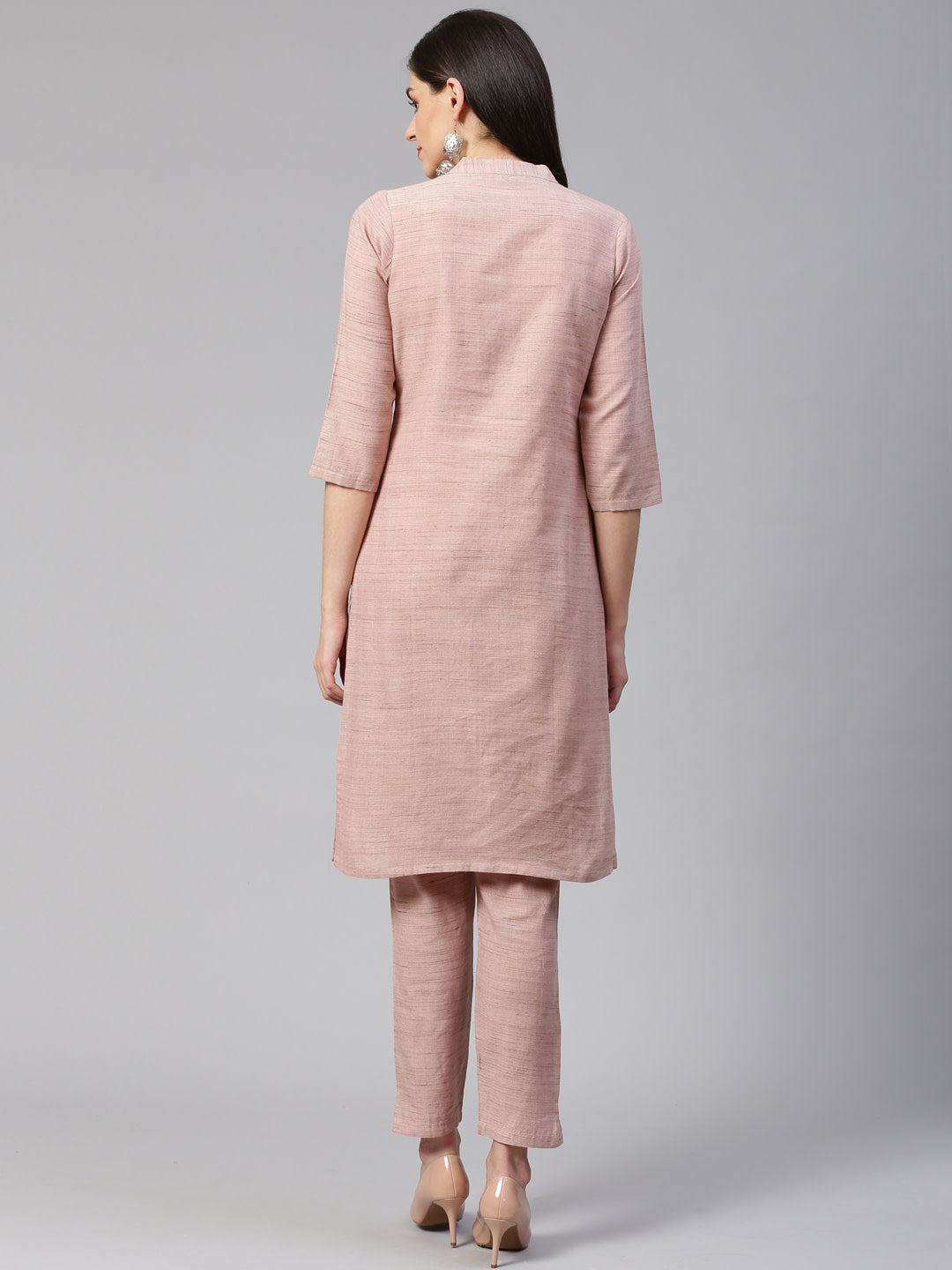 Jompers Women Pink Woven Design Kurta with Trousers - Distacart