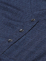 Thumbnail for Jompers Women Navy Blue & Charcoal Grey Self Design Kurta with Trousers & Dupatta - Distacart