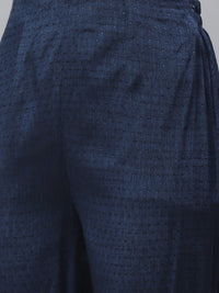 Thumbnail for Jompers Women Navy Blue & Charcoal Grey Self Design Kurta with Trousers & Dupatta - Distacart