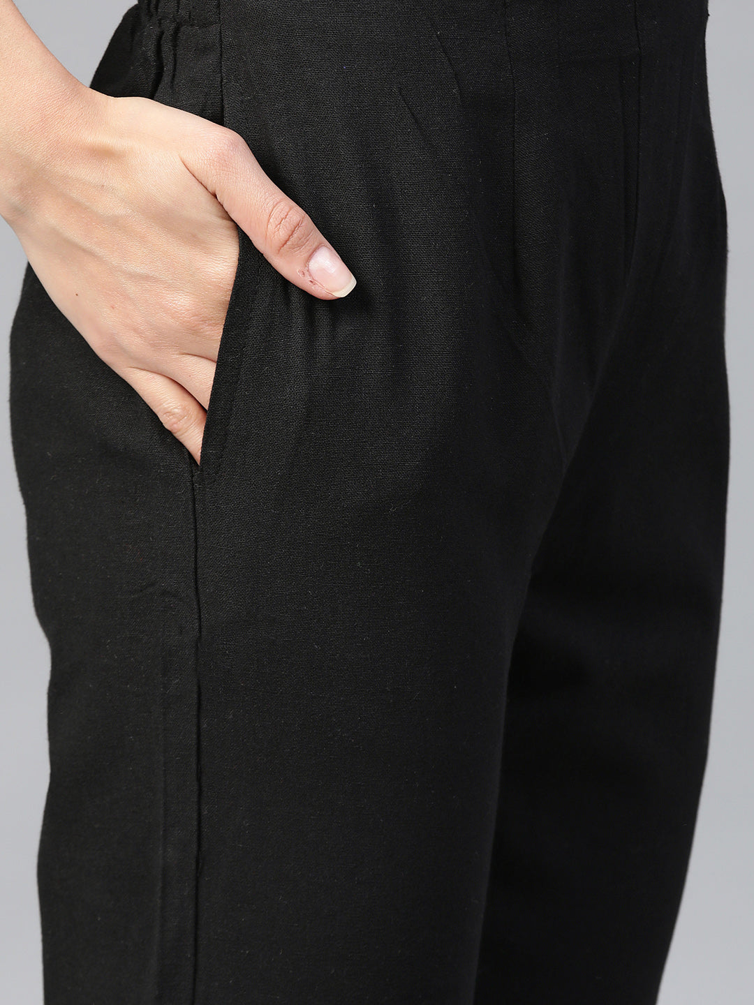 Jompers Women Black & Grey Solid Kurta with Trousers & Dupatta - Distacart