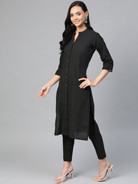 Thumbnail for Jompers Women Black & Grey Solid Kurta with Trousers & Dupatta - Distacart