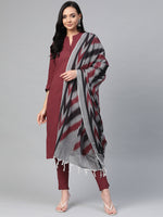 Thumbnail for Jompers Women Maroon & Grey Solid Kurta with Trousers & Dupatta - Distacart