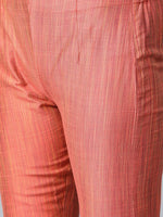 Thumbnail for Jompers Women Rust Orange & Beige Self-Striped Kurta with Trousers & Dupatta - Distacart