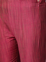 Thumbnail for Jompers Women Pink & Beige Self-Striped Kurta with Trousers & Dupatta - Distacart