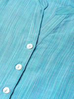 Thumbnail for Jompers Women Blue & Green Self-Striped Kurta with Trousers & Dupatta - Distacart