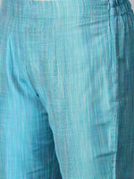 Thumbnail for Jompers Women Blue & Green Self-Striped Kurta with Trousers & Dupatta - Distacart
