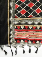 Thumbnail for Jompers Women Red & Black Self-Striped Kurta with Trousers & Dupatta - Distacart