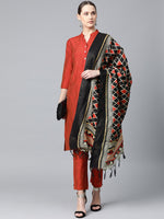 Thumbnail for Jompers Women Red & Black Self-Striped Kurta with Trousers & Dupatta - Distacart