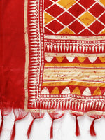 Thumbnail for Jompers Women Mustard & Red Self-Striped Kurta with Trousers & Dupatta - Distacart