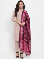 Thumbnail for Jompers Women Pink Solid Kurta with Trousers & Dupatta - Distacart