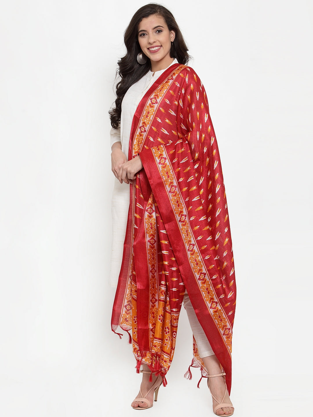 Jompers Women Off-White Solid Kurta with Trousers & Dupatta - Distacart