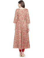 Thumbnail for Jompers Women Red & Beige Printed A-Line Kurta - Distacart