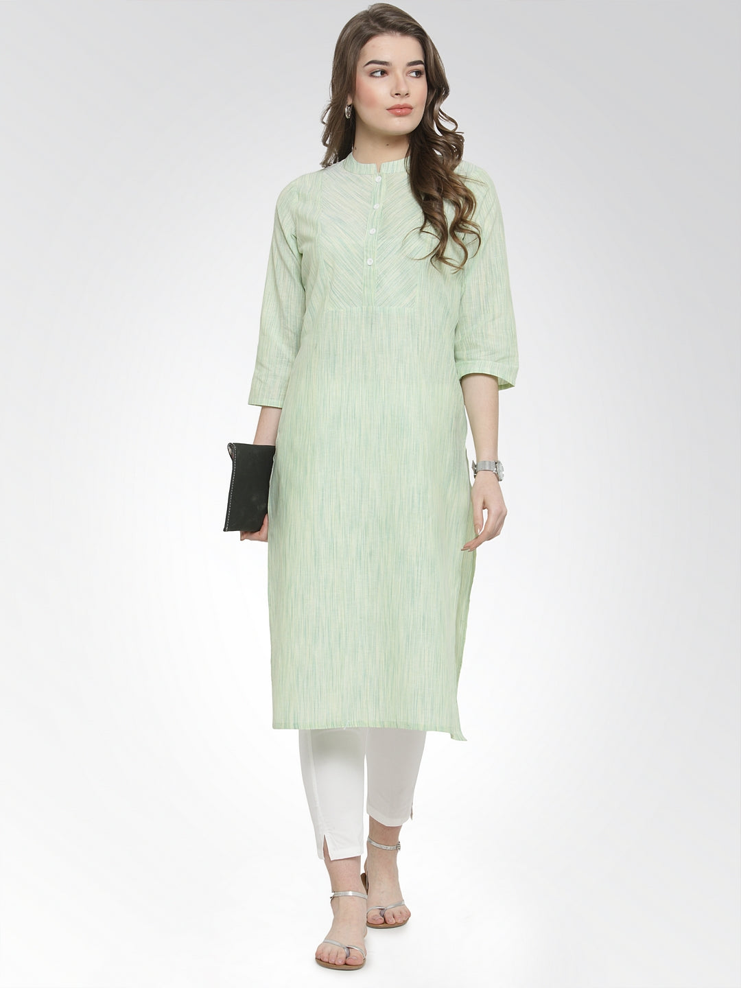 Jompers Women Green self design straight Kurta - Distacart