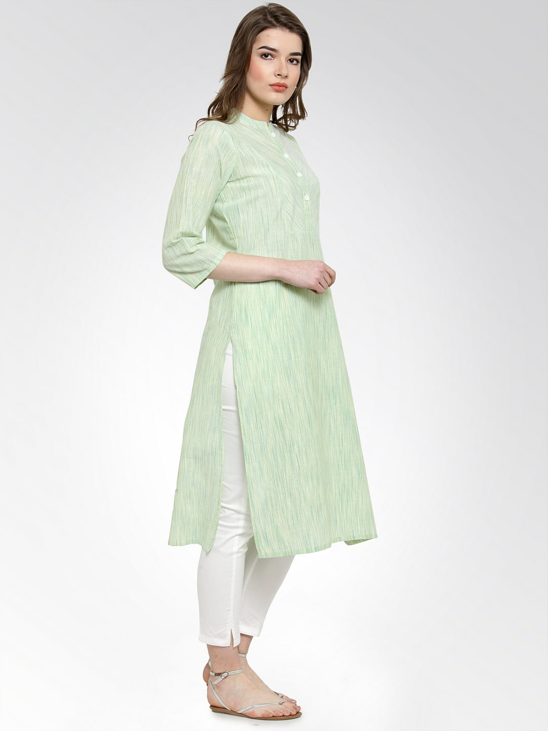 Jompers Women Green self design straight Kurta - Distacart