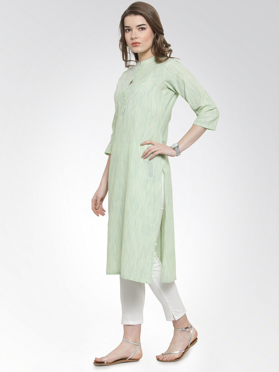 Jompers Women Green self design straight Kurta - Distacart