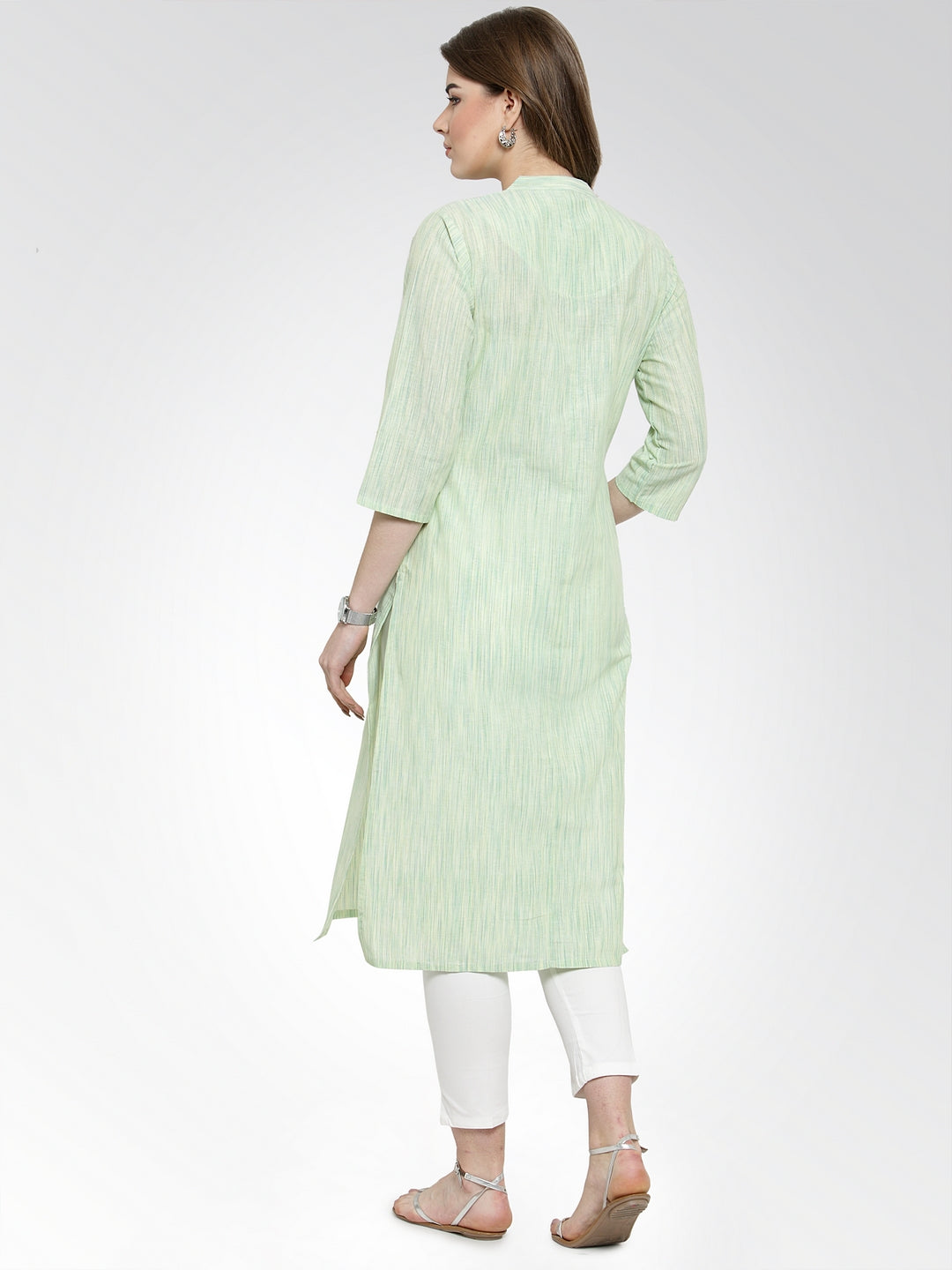 Jompers Women Green self design straight Kurta - Distacart