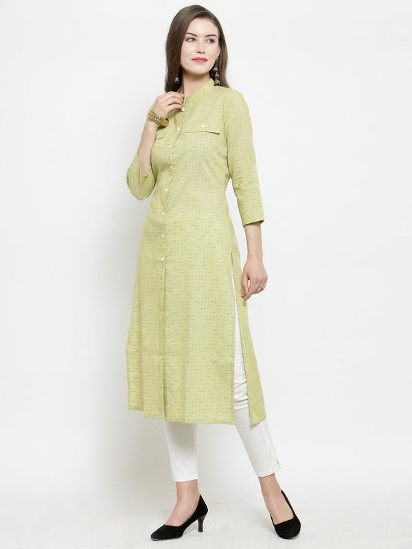 Jompers Women Green woven design Straight Kurta - Distacart