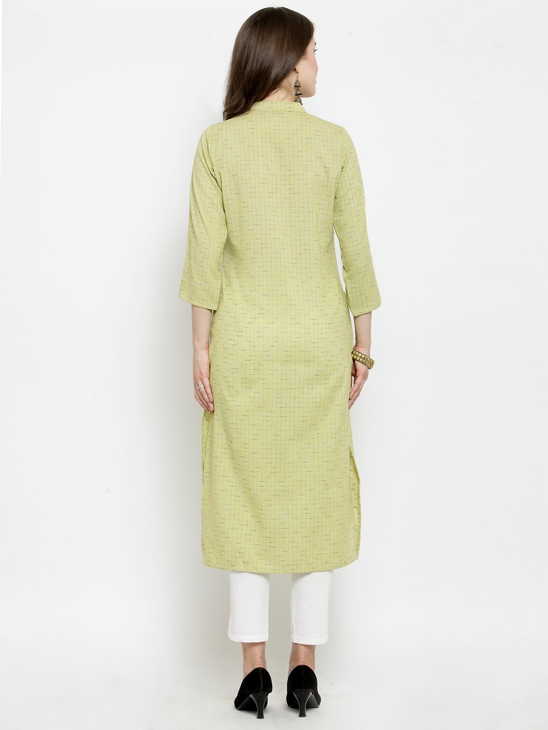 Jompers Women Green woven design Straight Kurta - Distacart
