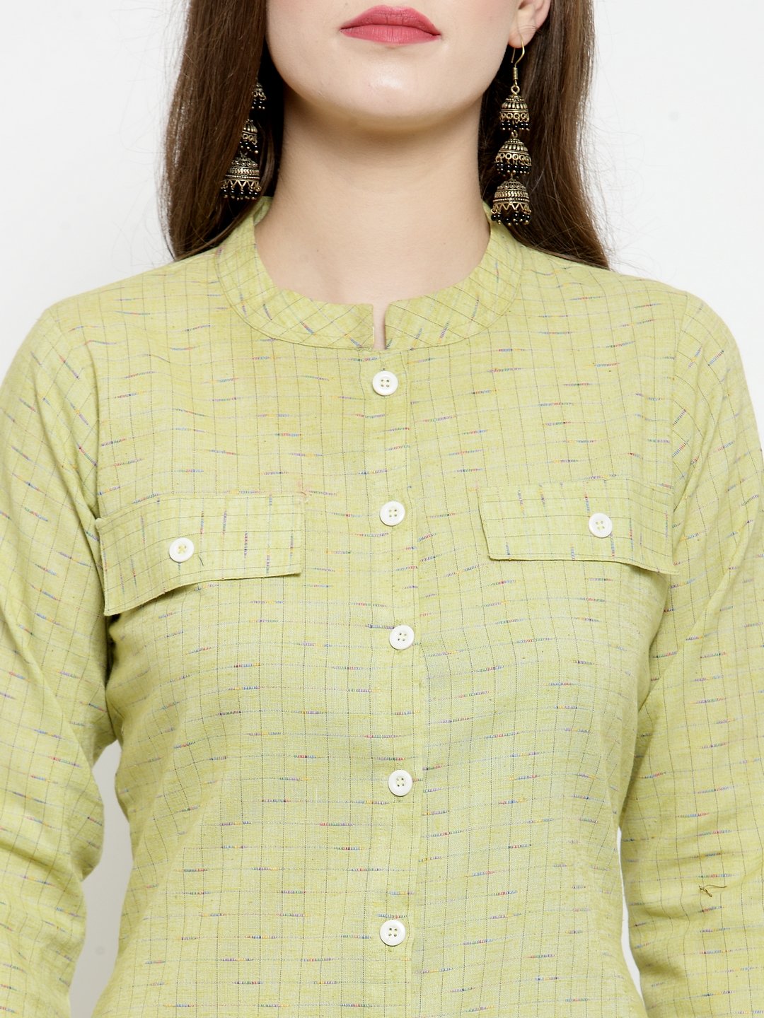 Jompers Women Green woven design Straight Kurta - Distacart