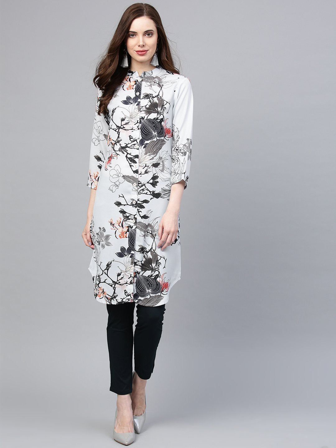 Jompers Women Blue & Black Printed Summer-cool A-line Kurta - Distacart