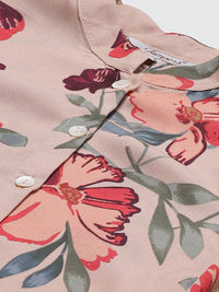 Thumbnail for Jompers Women Peach & Red Printed Summer-cool A-line Kurta - Distacart