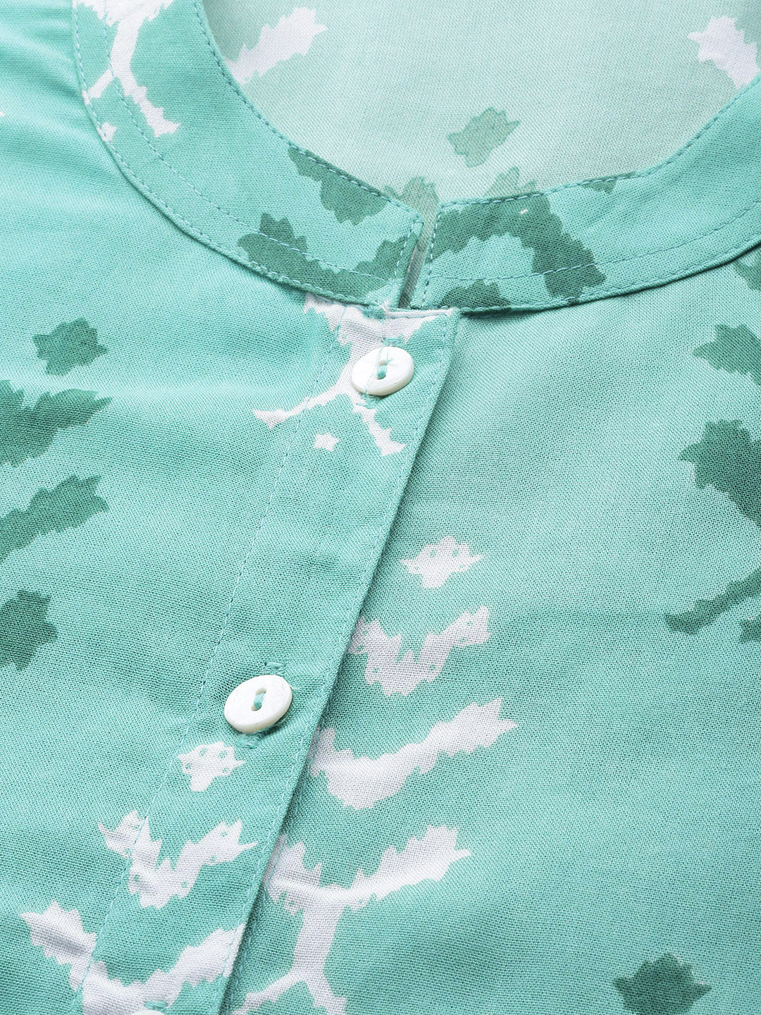 Jompers Women Green & White Ikkat Print Straight Kurta - Distacart