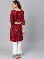 Thumbnail for Jompers Women Maroon & Off-White Checked Straight Kurta - Distacart