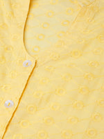 Thumbnail for Jompers Women Yellow Chikankari Embroidered Semi-Sheer Straight Kurta - Distacart