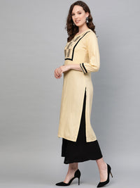 Thumbnail for Jompers Women Cream-Coloured Yoke Design Straight Kurta - Distacart