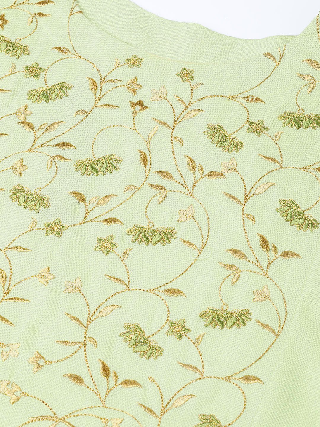 Jompers Women Green & Golden Yoke Design A-Line Kurta - Distacart