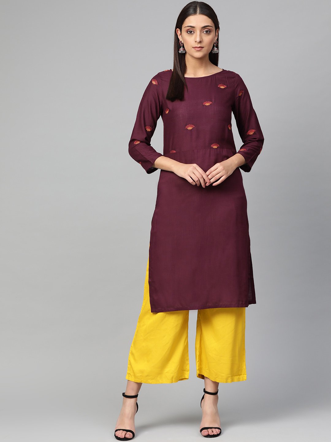 Jompers Women Purple Yoke Design Straight Kurta - Distacart